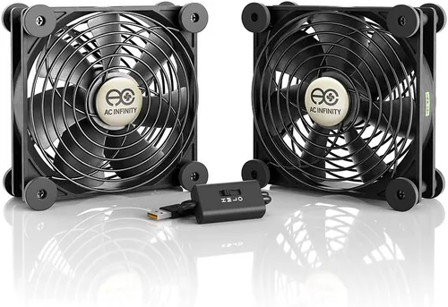 AC Infinity MULTIFAN S7, Ventilador USB silencioso de 120 mm de doble velocidad, certificado UL para receptor DVR PlayStation Xbox, gabinete de