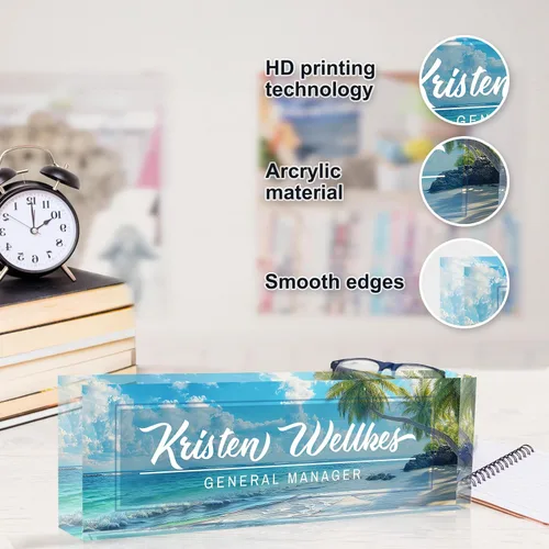 Miniatura 6 de Placa de Nombre Personalizada a Criterio, Placa de Escritorio de Acrílico, Decoración de Oficina para Mujeres y Hombres, Regalos de Agradecimiento
