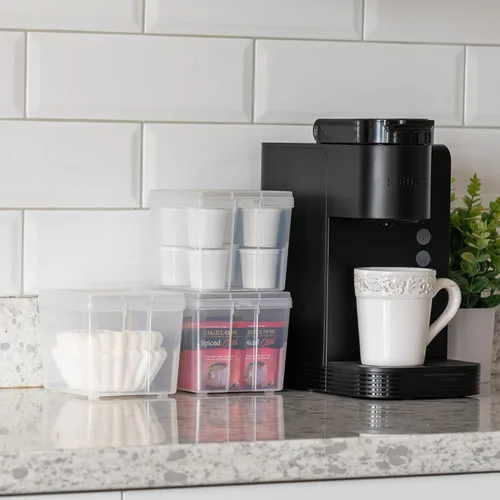 Miniatura 6 de IRIS USA Contenedores de almacenamiento verticales de plástico con tapa abatible para despensa, hogar, oficina, organización, pequeños, organizador