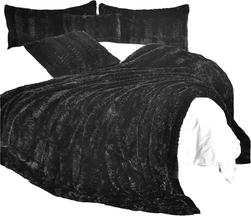 Miniatura 35 de YUSOKI Manta de lujo de piel sintética (sin almohadas) de 2 capas, 3 libras, para todas las edades, decoración del hogar (negro, 50 x 63 pulgadas)