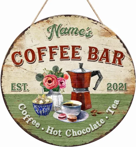 Miniatura 14 de Letrero de madera de barra de café personalizado, placa de pared para decoración de cocina, regalos personalizados para amantes del café, café 02