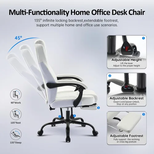 Miniatura 6 de amseatec Silla de oficina, silla de oficina grande y alta con reposapiés, silla ergonómica, sillas de escritorio de oficina en casa, silla