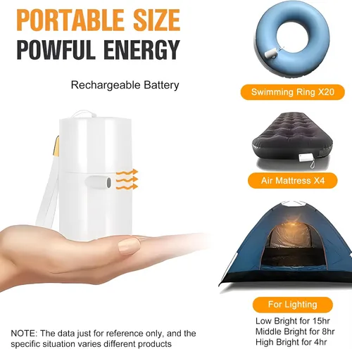 Miniatura 5 de Bomba de aire eléctrica al aire libre Luz de camping SOS Light Batería de litio de gran capacidad para balsa de aire cojín de aire Anillo de natación