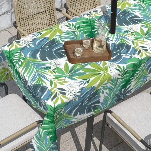 Miniatura 18 de Mantel redondo para exteriores e interiores con cremallera de agujero para paraguas, funda decorativa para mesa circular para jardín del hogar, 60
