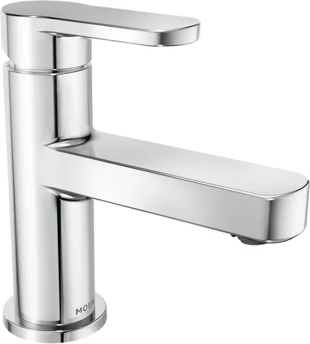 Miniatura 4 de Moen Laris - Grifo cromado de un solo agujero con una manija para lavabo de baño moderno con plato de cubierta opcional y montaje de desagüe