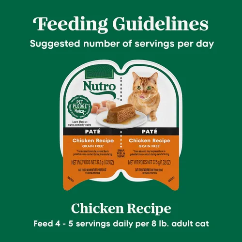 Miniatura 7 de Nutro Perfect Portions Receta de pollo en paté de comida húmeda para gatos, 2.64 onzas, paquete doble (24 unidades, paquete de 1)