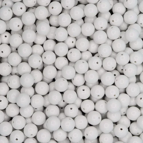 Miniatura 47 de 400 cuentas sueltas redondas de acrílico blanco con agujero de 0.067 in, cuentas a granel de 0.315 pulgadas para pulseras, collares, aretes