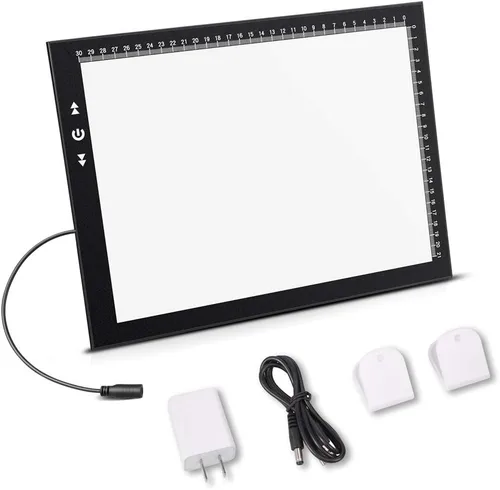 Miniatura 8 de HSK A2 Mesa de Copia con Luz de Trazado para Artistas, Caja de Luz 12V2A Adaptador Atenuable 5000 Lux Botón de Bloqueo/Desbloqueo, Almohadilla