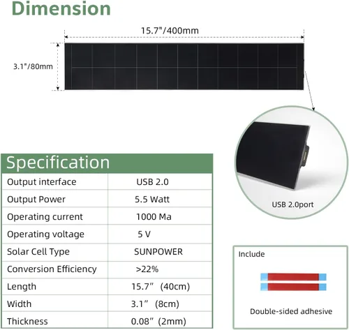 Miniatura 2 de Paneles solares pequeños - Panel solar de 5 V/5 W, cargador USB integrado de estabilización de voltaje para persianas motorizadas, ventanas, timbre