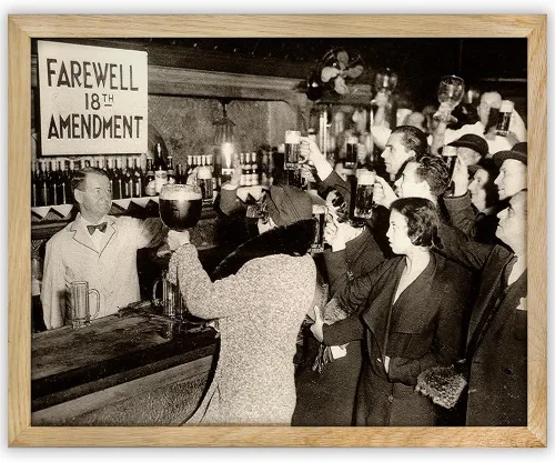 Fin de la prohibición - Arte de pared vintage – Decoración de clandestino enmarcado de 11 x 14 pulgadas, póster de impresión de derogación