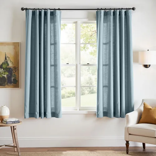 Miniatura 123 de JINCHAN Cortinas de lino de 108 pulgadas de largo, juego de 2 paneles, cortinas de ventana para sala de estar y dormitorio, cortinas