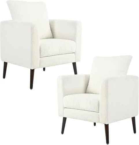 Miniatura 14 de Setawix Silla decorativa de barril, sillón tapizado de chenilla, silla redonda moderna de mediados de siglo, cómoda silla con brazo de barril