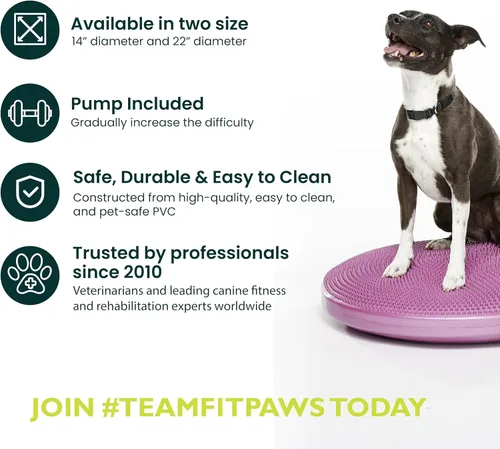Miniatura 7 de FitPaws® Disco de equilibrio para perros, 22 pulgadas, Razzleberry Equipo de ejercicio para perros Herramienta de entrenamiento para fuerza