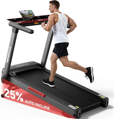 Renestar Treadmill for Home with 25% Auto Incline - 8.5MPH Max Speed, Extra Large LED Touchscreen, 300LBS Capacity, 3.5HP Home Office Treadmills for