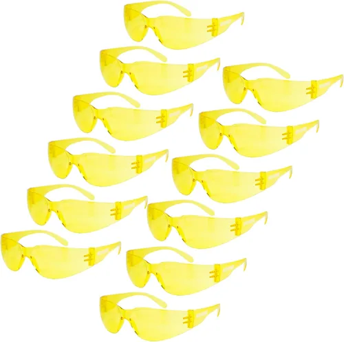 Jorestech Eyewear - Lentes de seguridad protectoras, lentes de policarbonato resistentes a impactos, paquete de 12 (Amarillo)