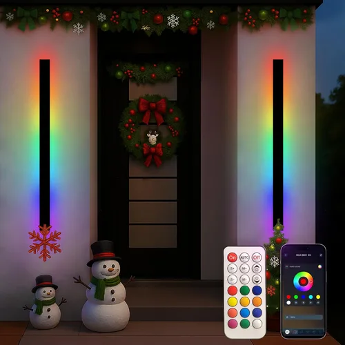 Miniatura 38 de Paquete de 2 luces de pared para exteriores de 39 pulgadas, montaje en pared, aplique moderno para exteriores, iluminación exterior lineal larga LED