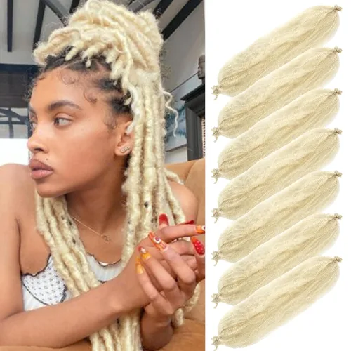 Miniatura 17 de Marley Twist - Cabello trenzado de 16 pulgadas, cabello afro trenzado elástico, paquete de 7 paquetes, cabello rizado rizado ombré, marrón Marrón