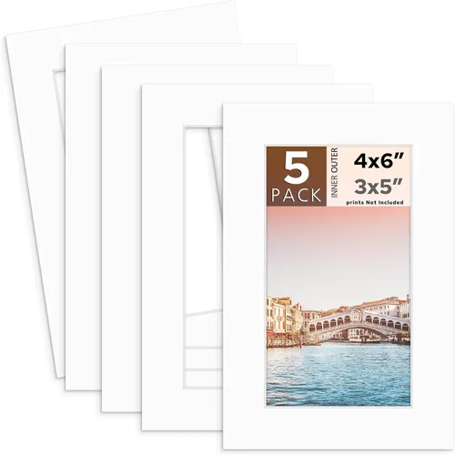 Miniatura 33 de MBC MAT BOARD CENTER, Paquete de 5 paspartús negros de 4x6 para fotos de 3x5, corte biselado, libre de ácido, grosor de 4 capas