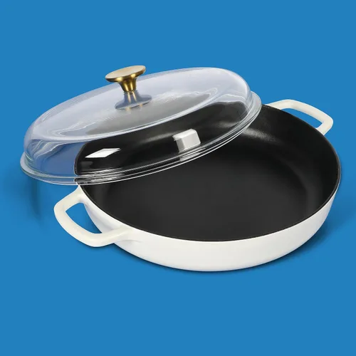 Miniatura 2 de Sur La Table Kitchen Essentials Sartén Braseadora de Hierro Fundido Esmaltado de 3.75 Cuartos Todo en Uno Multiusos No Tóxico Antiadherente con Tapa