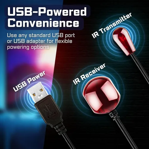 Miniatura 7 de TNP Cable extensor de control remoto infrarrojo infrarrojo (10 pies) - Receptor IR alimentado por USB y cable de extensión de emisor IR - Kit