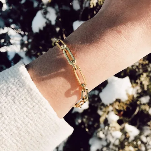 Miniatura 6 de Ross-Simons Italian 14kt Yellow Gold Alternating Paper Clip Link Bracelet