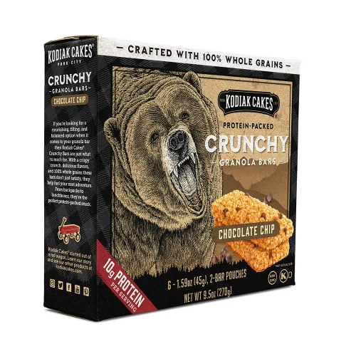 Miniatura 8 de Kodiak Cakes Barritas crujientes de granola Protien, chispas de chocolate, alto contenido de proteínas, 100% granos integrales, 12 cajas con 6