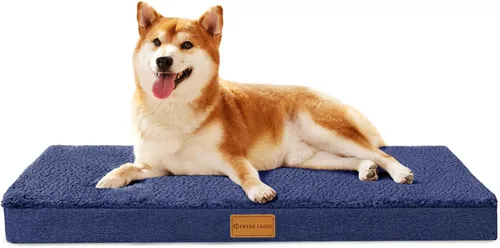 Miniatura 16 de Cama ortopédica para perros Patas Lague de tamaño grande 36''X24'', suave, impermeable, de espuma en forma de caja de huevos, cama para jaula