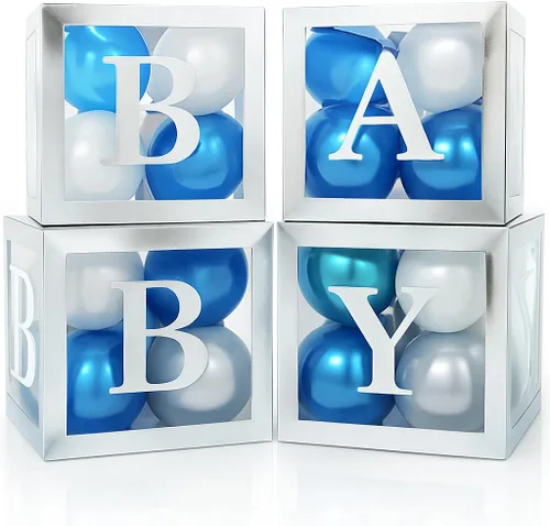 Miniatura 12 de Cajas para Baby Shower con Letras – Cajas Blancas con Globos Rosas y Blancos – Set de 44 Piezas para Revelación de Género y Decoración de Fiesta