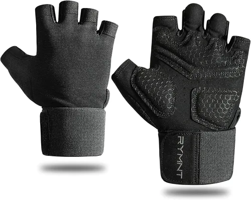 Miniatura 9 de Guantes de entrenamiento RYMNT con soporte para muñeca, guantes para levantamiento de pesas con protección completa de la palma y agarre extra