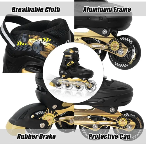 Miniatura 6 de Nattork Patines en línea ajustables para niños con ruedas iluminadas para niños y niñas - Decoraciones de autos de carreras geniales para interiores