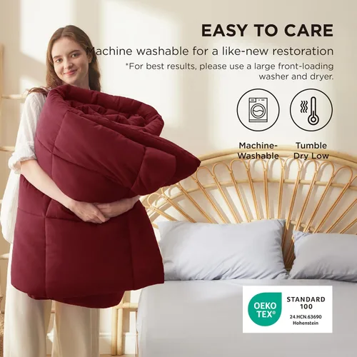 Miniatura 38 de Bedsure Relleno de edredón – Edredones acolchados tamaño King, edredón para todas las estaciones, ropa de cama alternativa de plumón suave, con 8