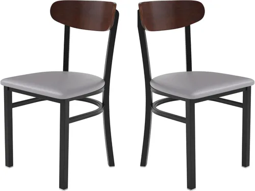 Miniatura 26 de Flash Furniture Wright - Silla de comedor comercial, respaldo de madera con acabado de abedul natural, asiento de vinilo negro, 500 libras