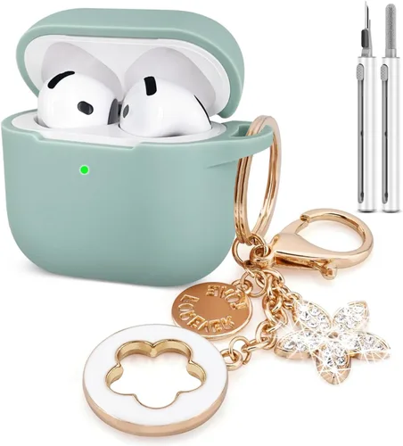 Miniatura 12 de Koujaon Airpods 4 Fundas de silicona protectora para Airpod 4 con llavero brillante para auriculares inalámbricos Apple AirPods de 4ª