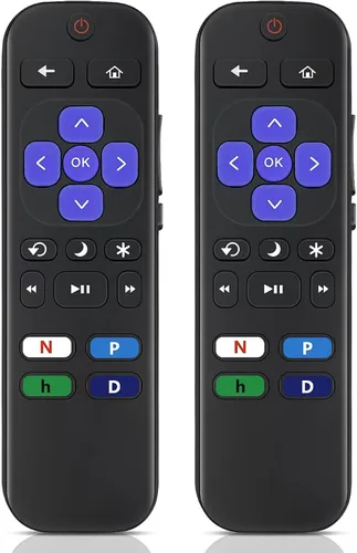 Paquete de 2 controles remotos de repuesto para Roku TV, compatible con televisores inteligentes TCL/Hisense/Onn/Philips Roku, no necesita
