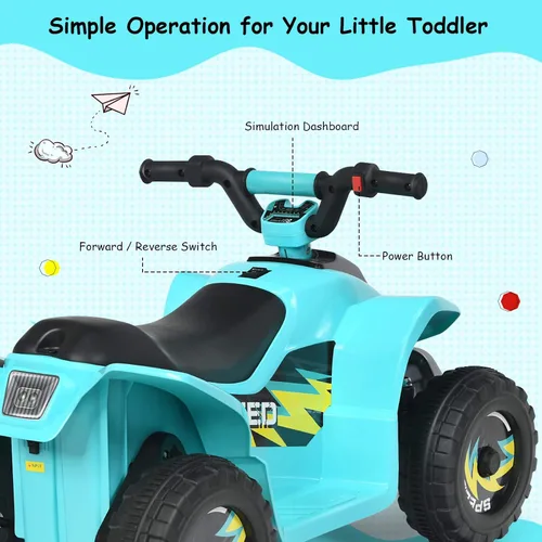 Miniatura 4 de Costzon Cuatrimoto para niños, cuatrimoto eléctrico alimentado por batería de 6 V, interruptor de avance/atrás, ruedas traseras motorizadas, mini