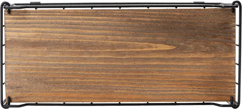 Miniatura 6 de Cesta de almacenamiento de alambre de metal, soporte para rollo de papel higiénico, base de madera, caja de decoración de encimera, estante de Negro