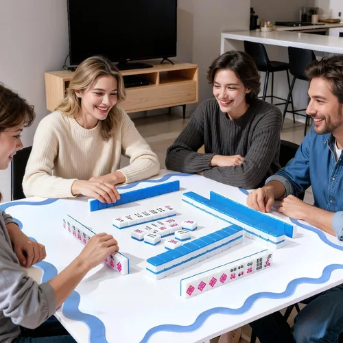 Miniatura 6 de Tapete de Mahjong festoneado de 32.4 pulgadas, antideslizante, reducción de ruido, accesorio de Mahjong, tapete de mesa de Mahjong, viene con 4