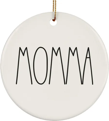 Miniatura 37 de Adorno familiar de Navidad, regalos de hija, hijo, adorno de círculo de cerámica de 3 pulgadas para colgar en el árbol – Día de la Madre