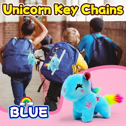 Miniatura 5 de Kawaite Animales de peluche de unicornio azul para niños y adultos, mini llavero de peluche, peluche de unicornios, animal de peluche suave