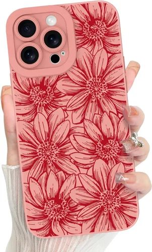 Miniatura 19 de MZELQ Funda para iPhone 17 Pro 2025, diseño de girasoles de silicona, flores florales, protección de cámara, funda delgada y suave para teléfono