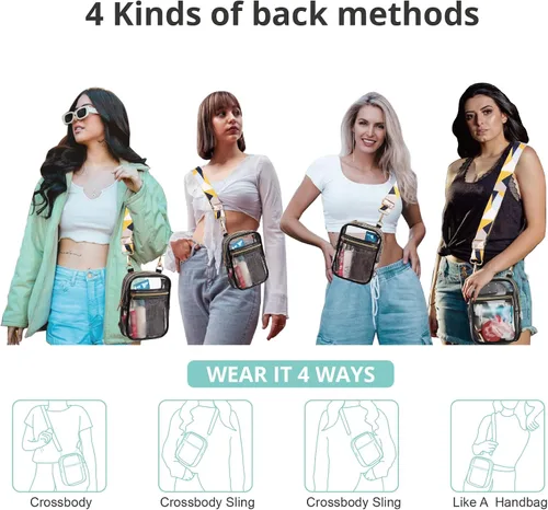 Miniatura 26 de Bolso cruzado aprobado por estadios para mujer, bolsa transparente para estadios para eventos deportivos, conciertos