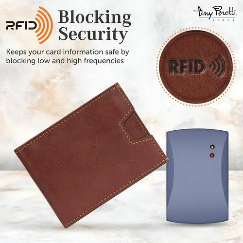 Miniatura 9 de Tony Perotti Cartera de piel italiana ultrafina RFID para hombre, bolsillo frontal con clip para dinero con ranuras para tarjetas de crédito