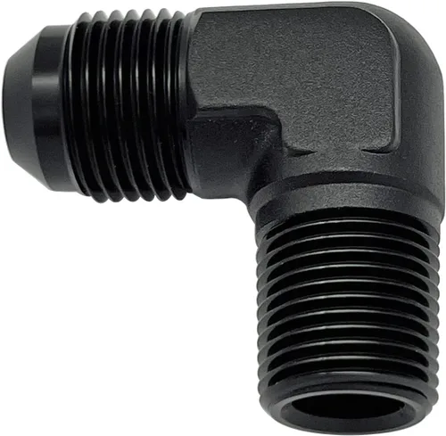 Miniatura 42 de Adaptador de tubo de manguera de combustible de aluminio recto 16AN acampanado a 3/4" NPT macho Unión de rosca negro