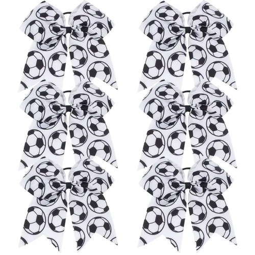 6 lazos para el cabello con temática de fútbol, lazos de animación de fútbol de 8 pulgadas, accesorios deportivos para el cabello para niñas,