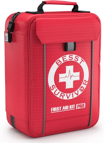 Miniatura 9 de Besst Survivor Mini botiquín de primeros auxilios, pequeño kit médico de carcasa dura impermeable con compartimentos para camping, senderismo