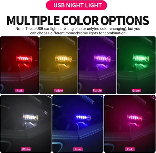 Miniatura 6 de Luces USB para automóvil, control táctil regulable 3D, iluminación ambiental para automóvil, luz nocturna USB enchufable, estilo retro, mini