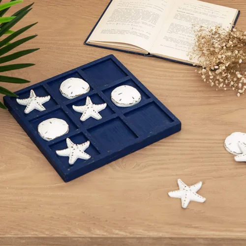 Miniatura 3 de SOFFEE DESIGN Estrella de mar de madera Tic Tac Toe Decoración Playa Océano estilo para decoración de habitación divertida, dólar de arena