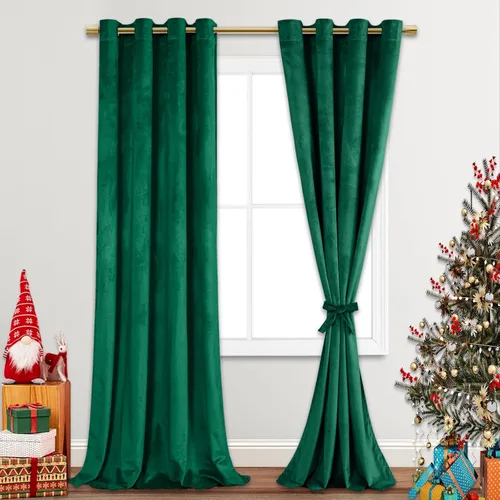 Miniatura 160 de JIUZHEN - Cortinas de terciopelo gris de 63 pulgadas opacas para sala de estar - Cortinas gruesas de terciopelo con ojales para ventana