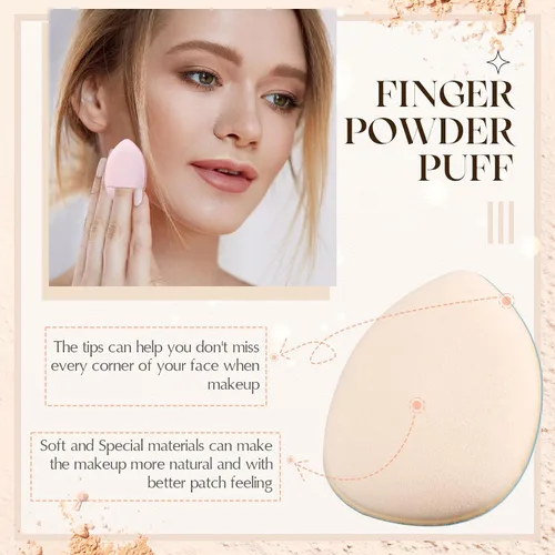 Miniatura 6 de Gerrii 72 piezas de mini soplo de polvo, esponja de maquillaje de dedos, esponja suave para maquillaje, maquillaje para base, polvo facial, ajuste