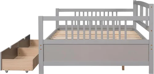 Miniatura 9 de Bellemave Sofá cama de tamaño matrimonial, sofá cama de madera con cajones, sofá cama con cajones de almacenamiento, sofá cama de doble uso